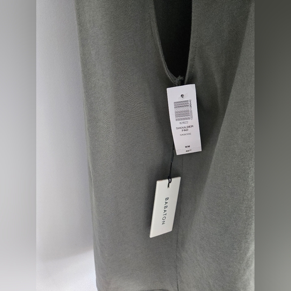 New BABATON V-Neck Sage Green Cotton Top With Shoulder Pad - Picture 5 of 11